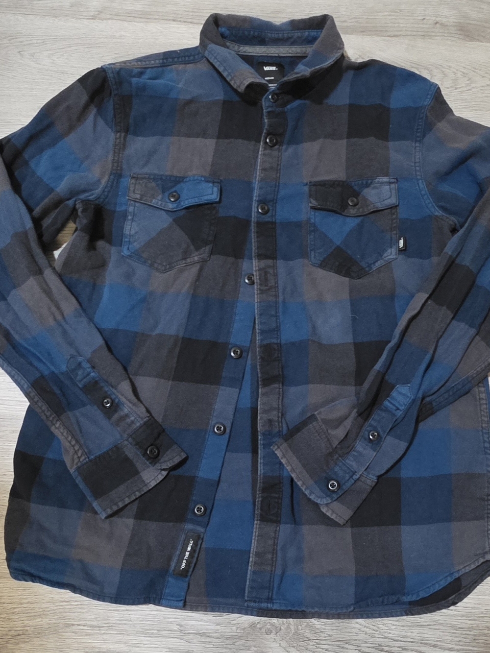 Vans Men's Blue & Black Plaid Flannel Shirt Jacket